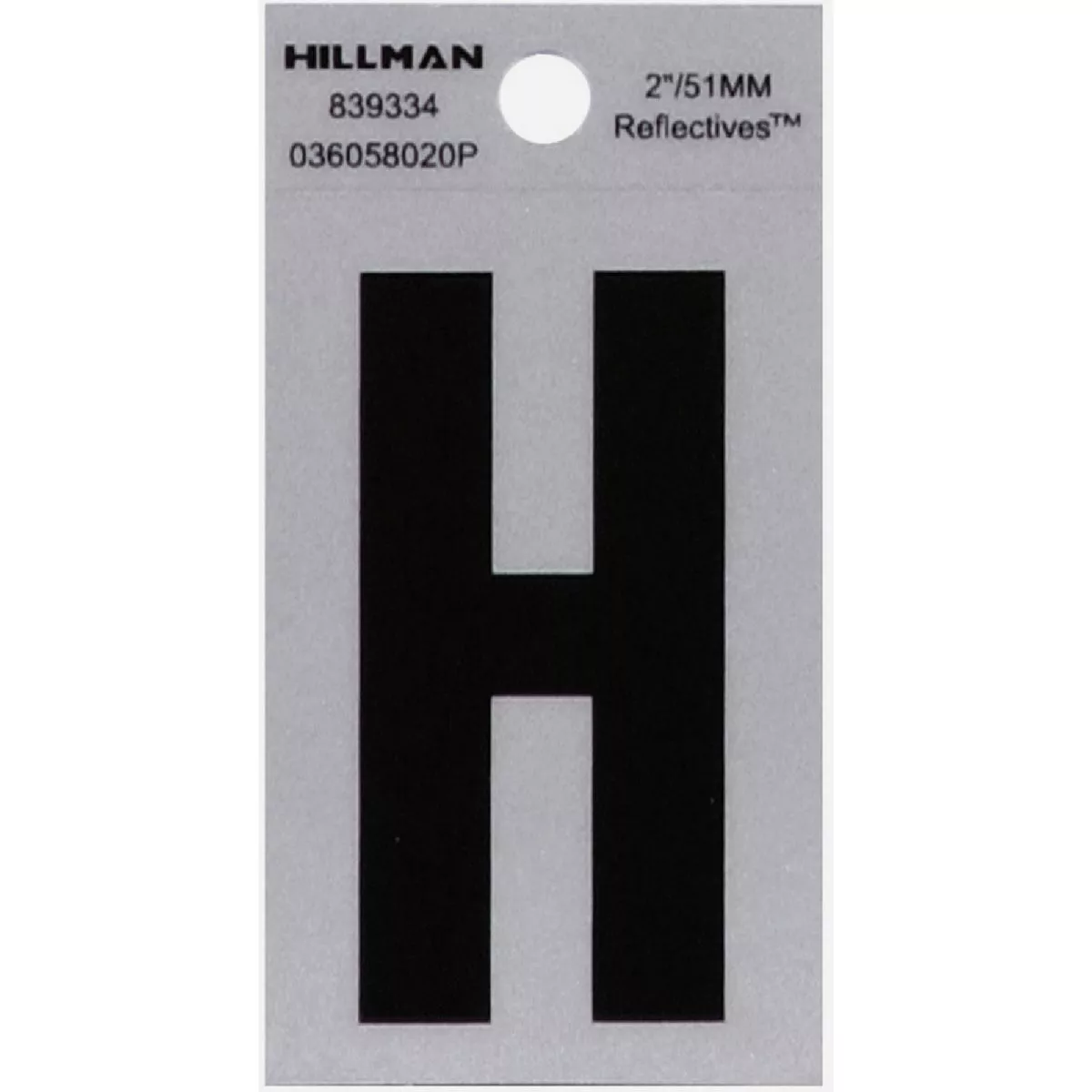 Hillman Adhesive Letter H Black and Silver Reflective (2")