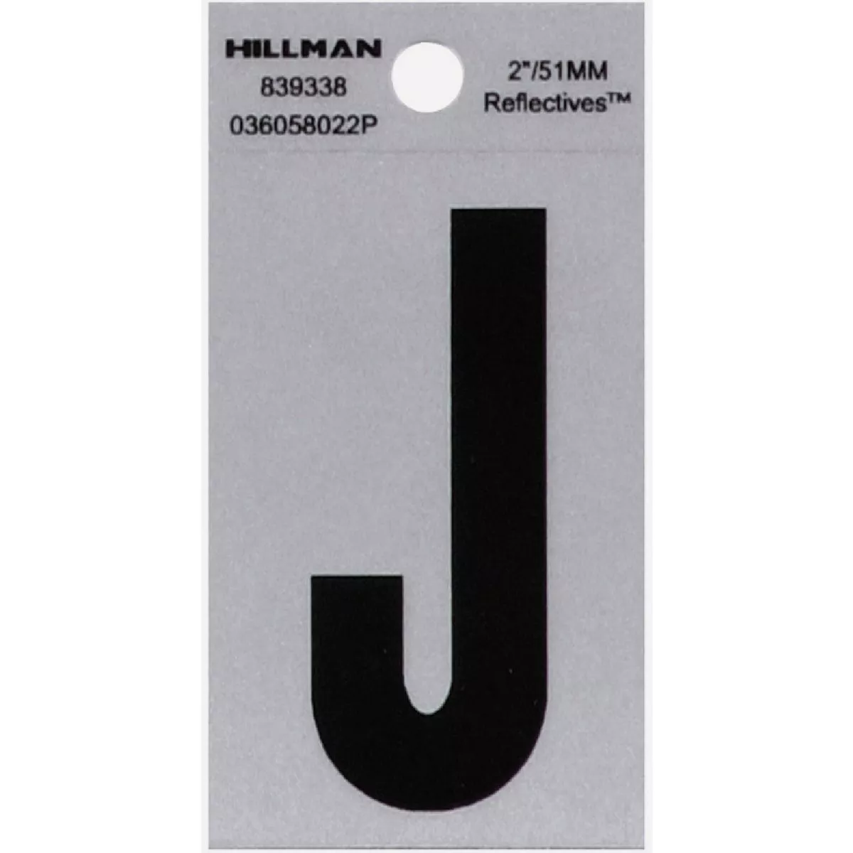 Hillman Adhesive Letter J Black and Silver Reflective (2")-
