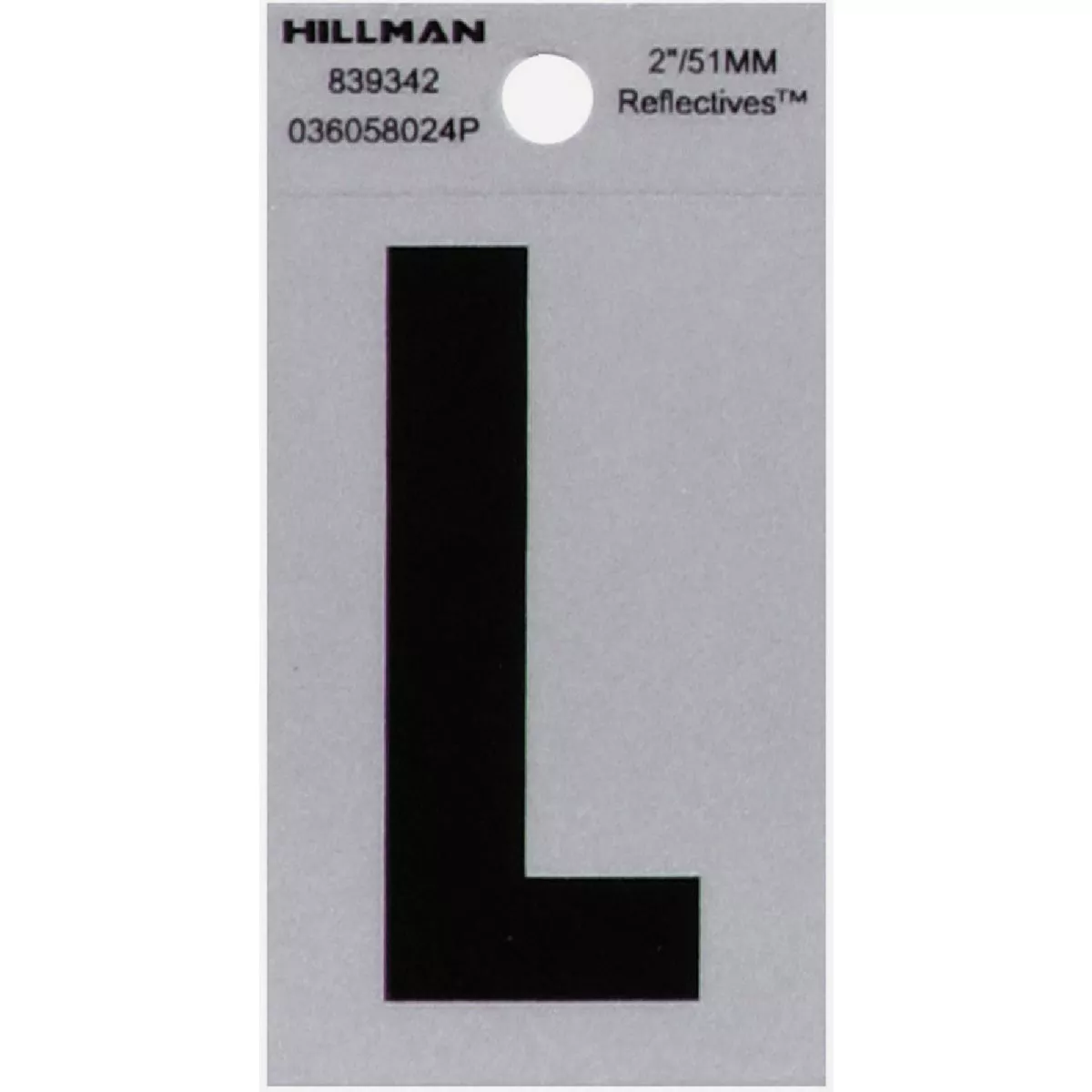 Hillman Adhesive Letter L Black and Silver Reflective (2")