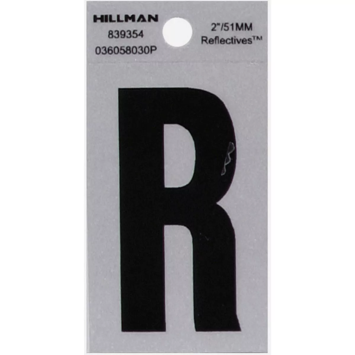 Hillman Adhesive Letter R Black and Silver Reflective (2")