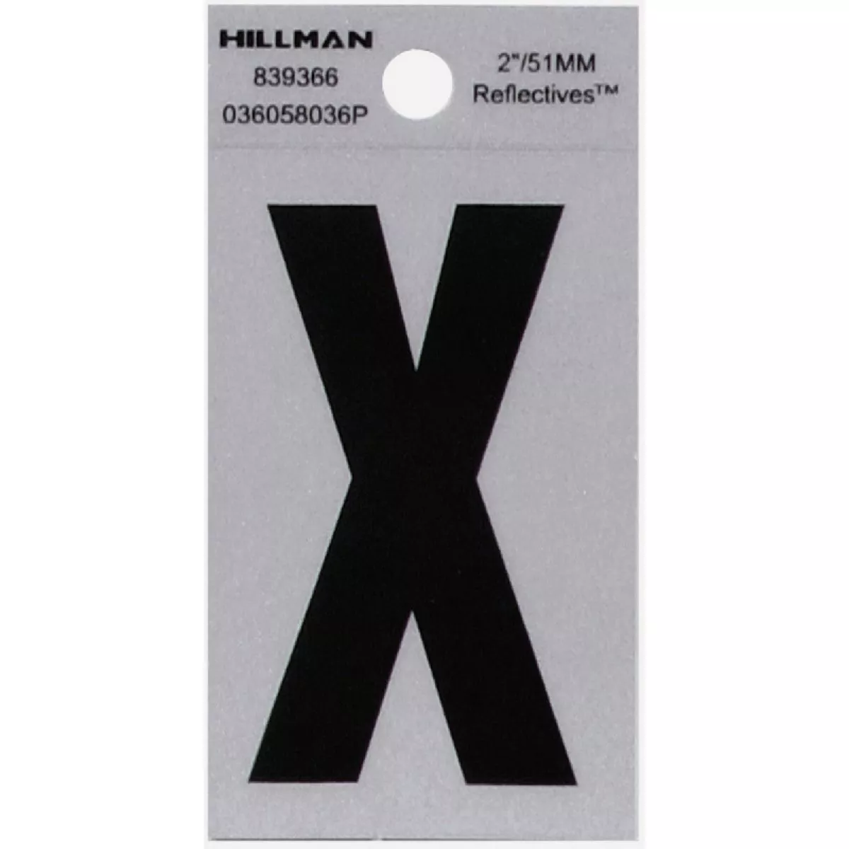 Hillman Adhesive Letter X Black and Silver Reflective (2")