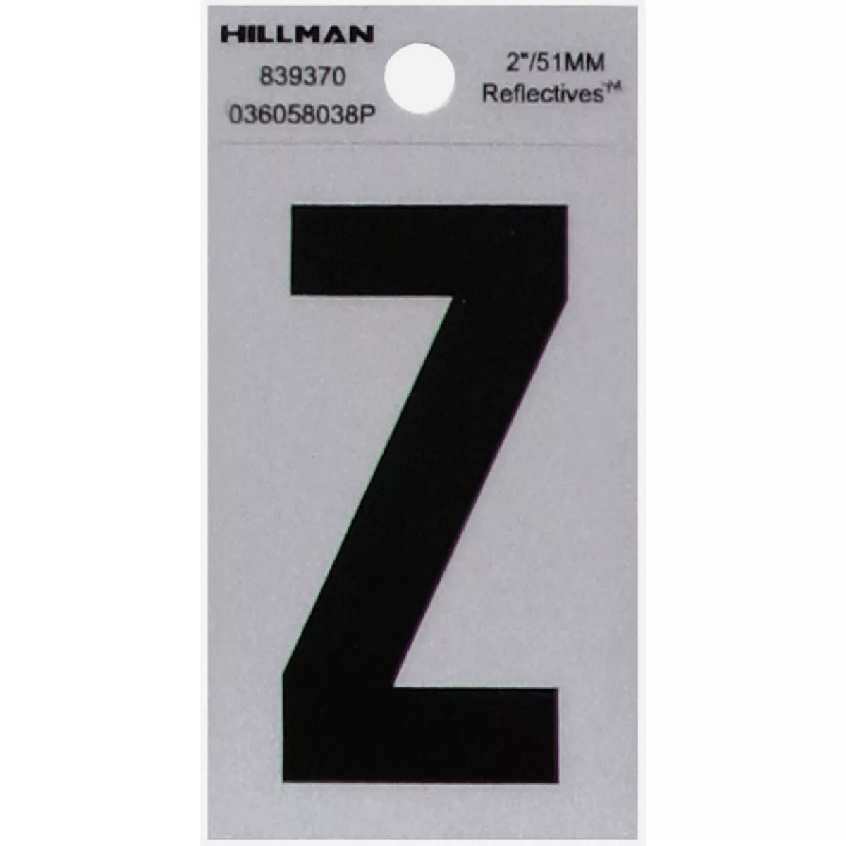Hillman Adhesive Letter Z Black and Silver Reflective (2")