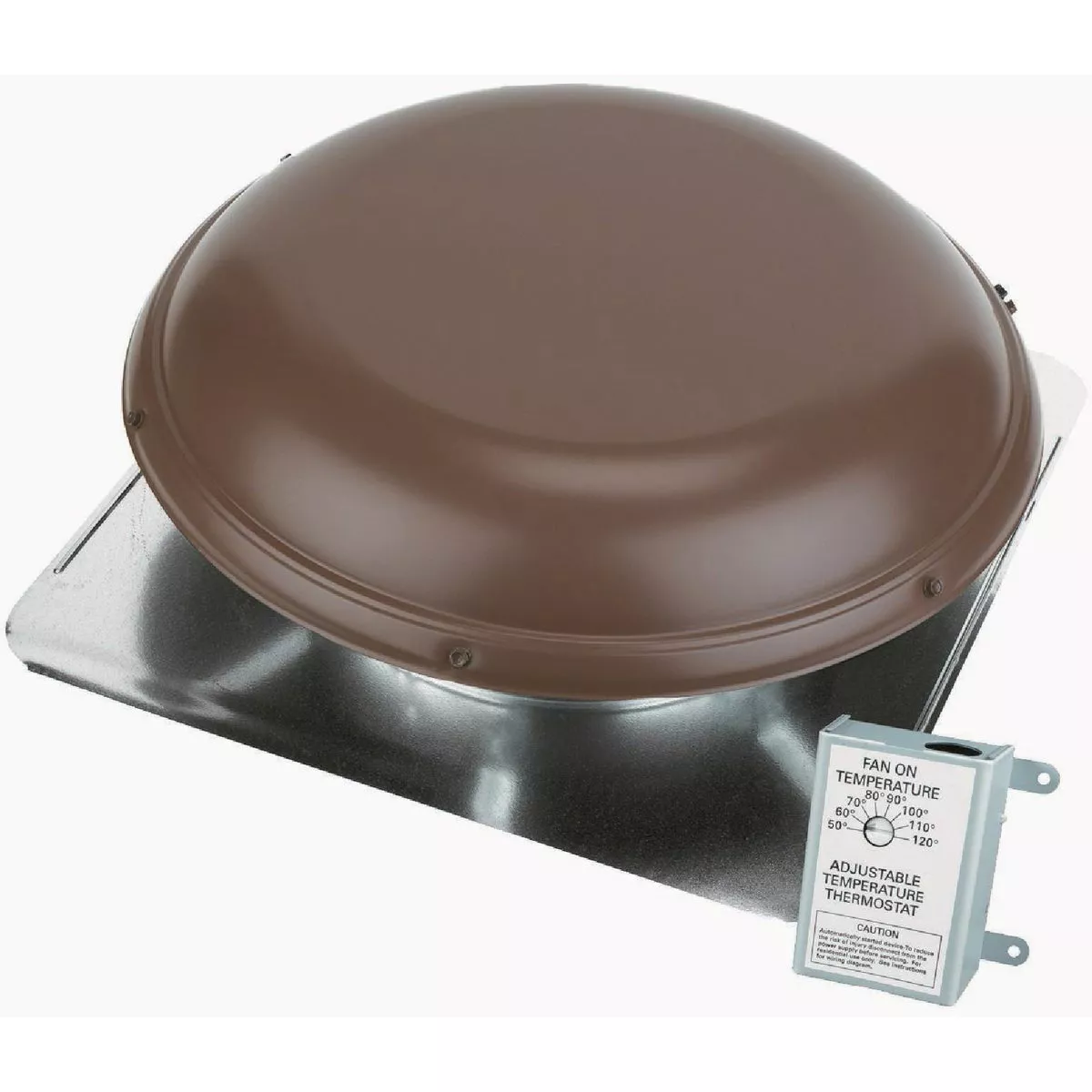 AirVent Roof-Mount Power Attic Ventilator Brown Galvanized Steel Dome with Thermostat 1170 CFM