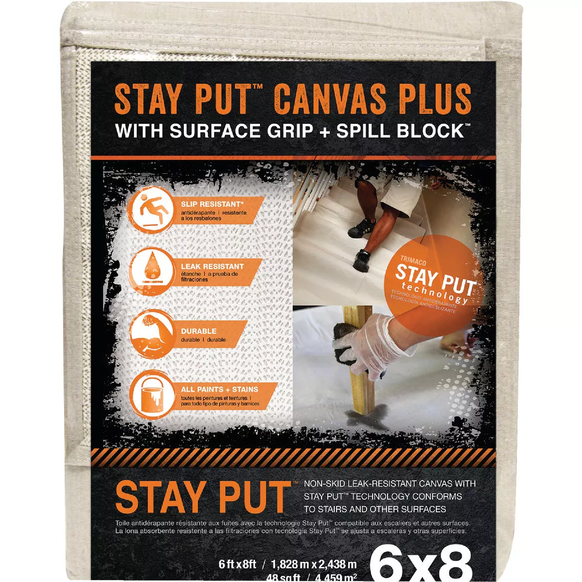 Trimaco Stay Put Canvas Plus 6 Ft. x 8 Ft. Surface Grip & Spill Block