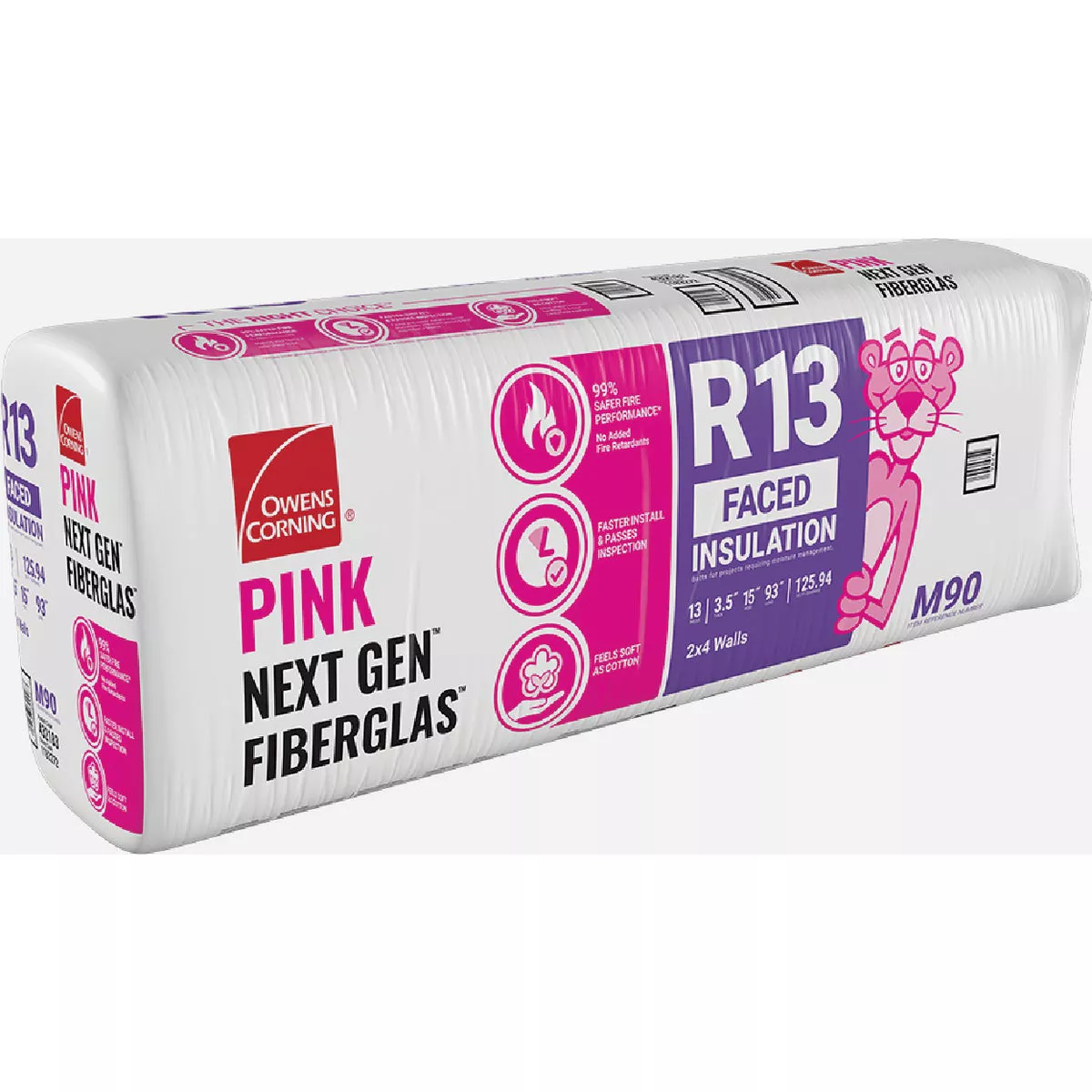 Owens Corning PINK Next Gen R-13 15 In. x 93 In. Faced Fiberglass Insulation Batt (125.94 Sq. Ft.)