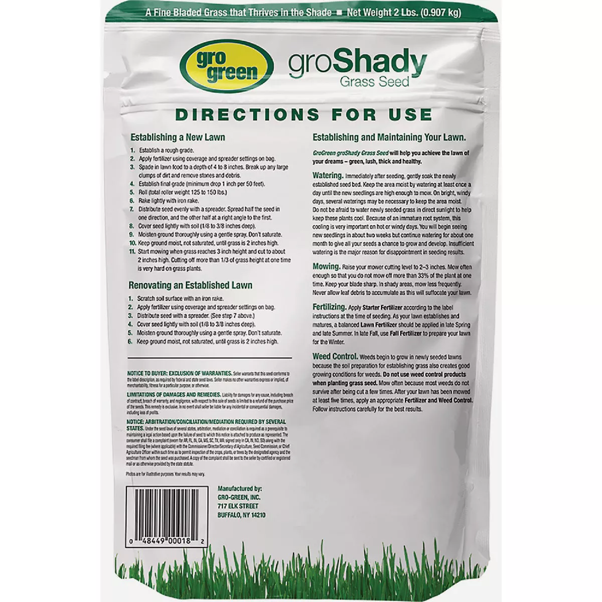 Gro Green groShady 2 Lb. 400 Sq. Ft. Coverage Full Shade Grass Seed- - photo 2