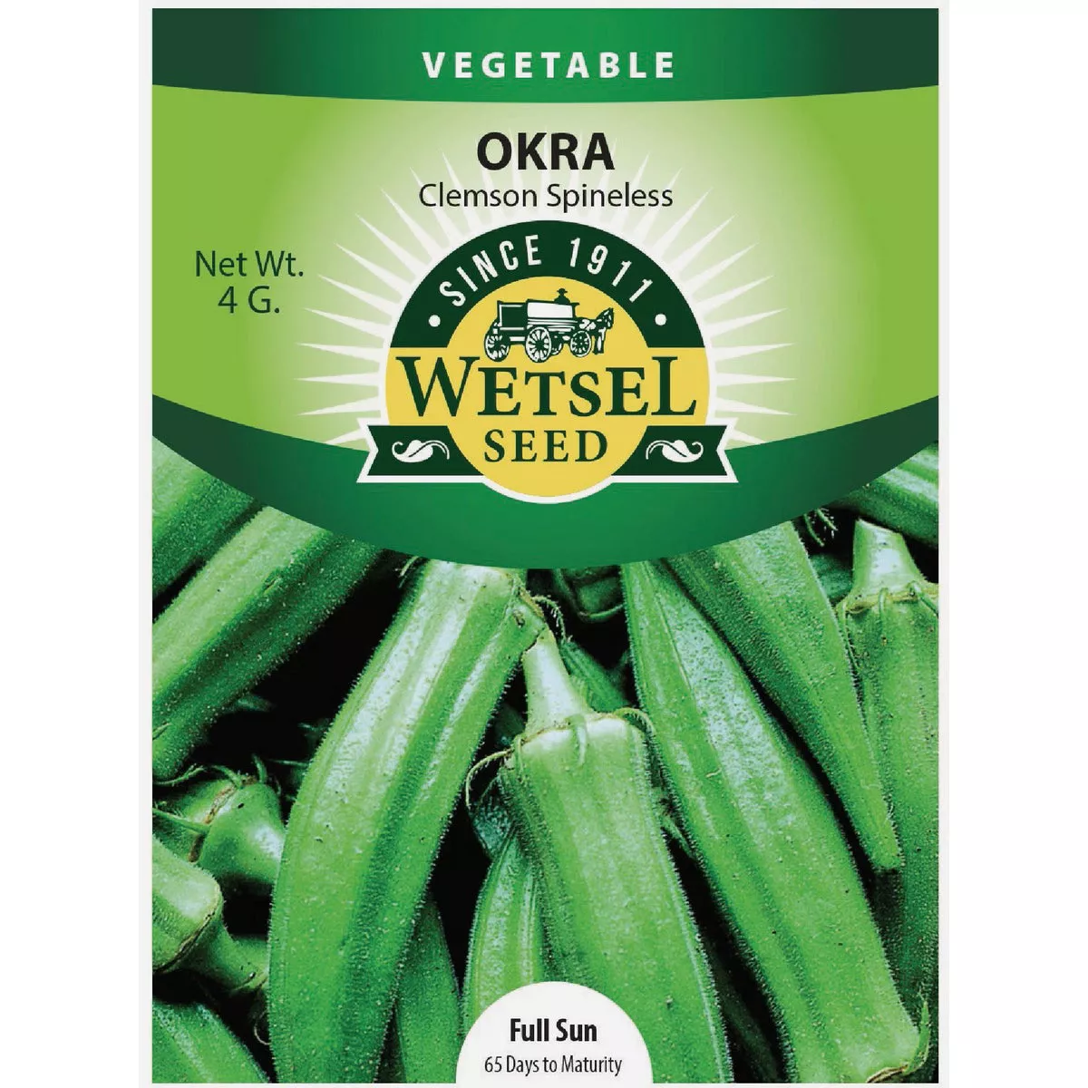 Wetsel Seed Clemson Spineless Tall Okra Seed Packet