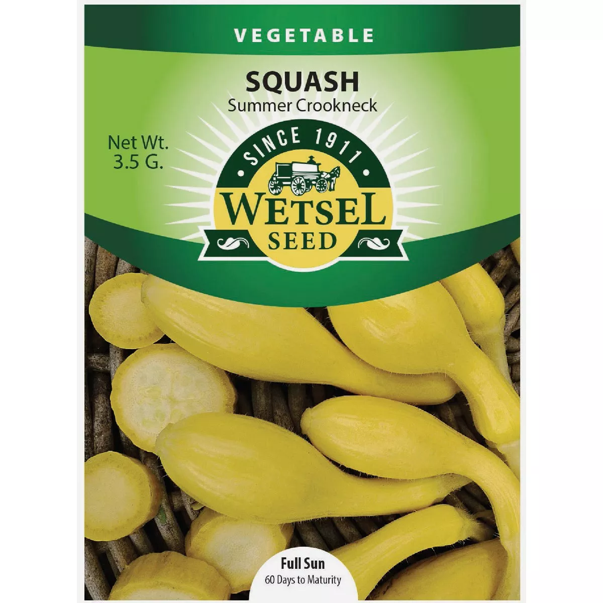 Wetsel Seed Golden Crookneck (Zucchini) Squash Seed Packet