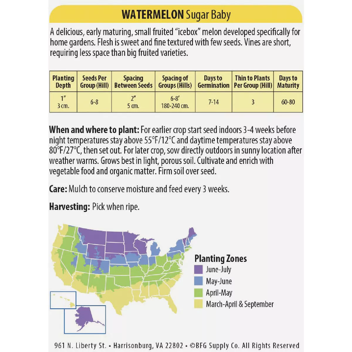 Wetsel Seed Sugar Baby Watermelon Seed Packet - photo 3