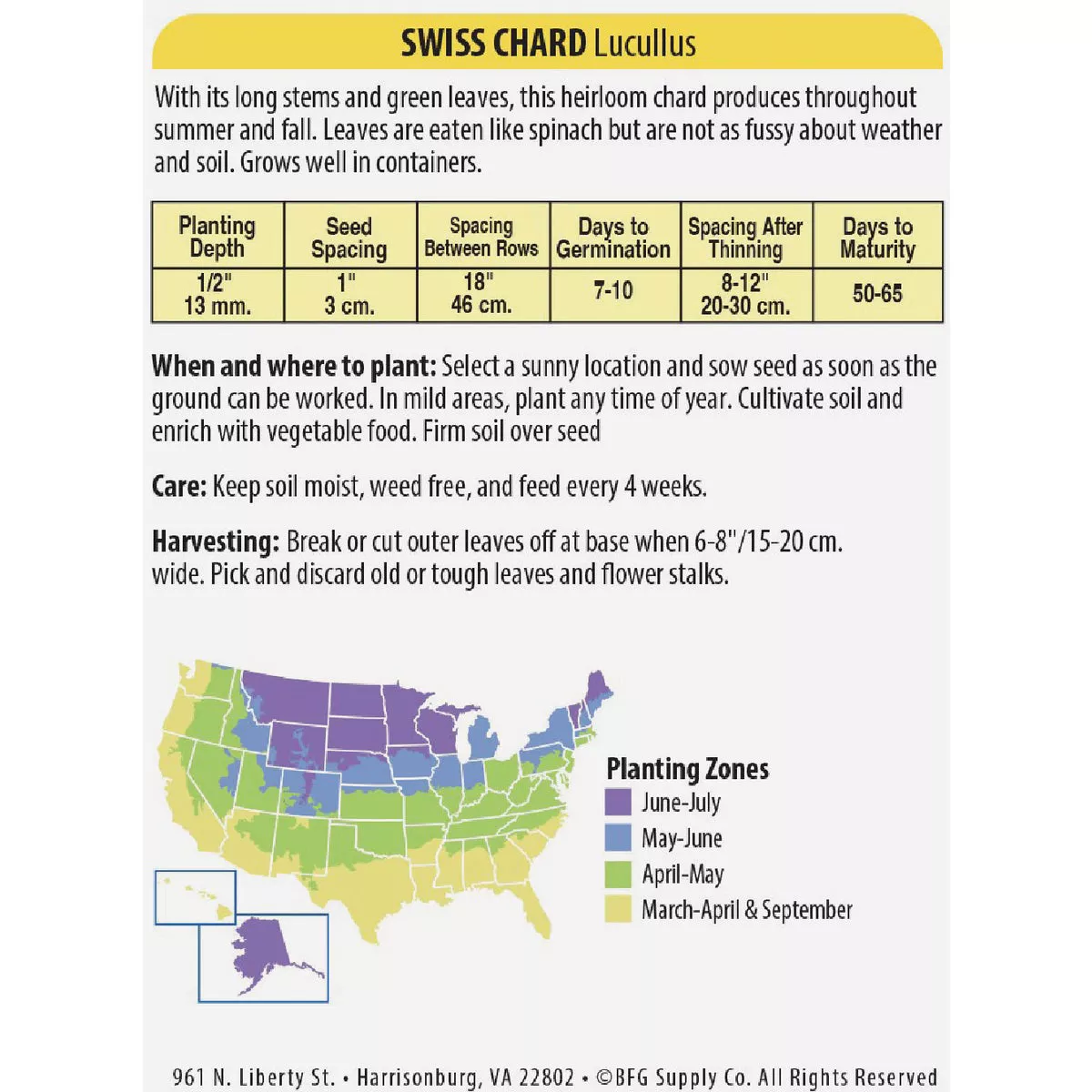 Wetsel Seed Heirloom Lucullus Chard Seed Packet - photo 3