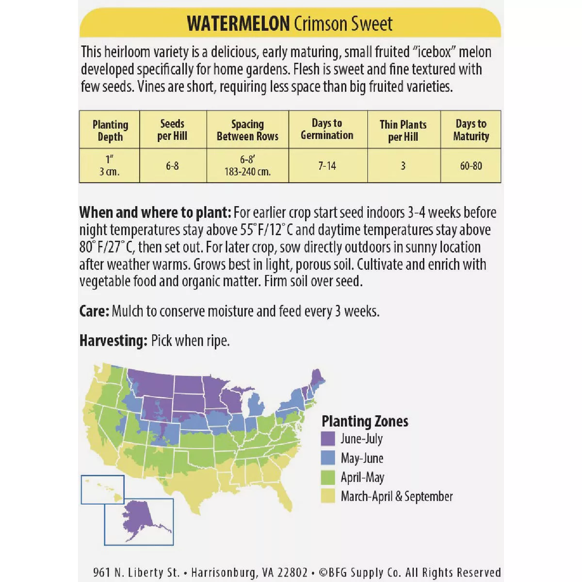 Wetsel Seed Heirloom Crimson Sweet Watermelon Seed Packet - photo 2