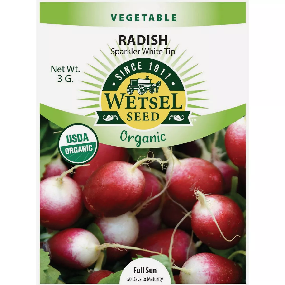 Wetsel Seed Organic Sparkler White Tip Radish Seed Packet