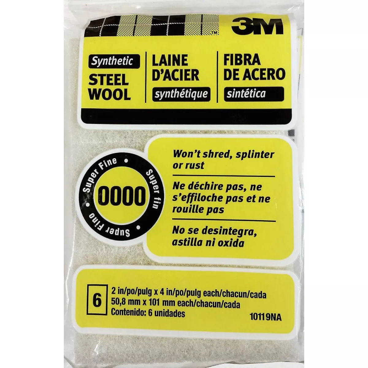 3M #0000 Synthetic Steel Wool Pads (6-Pack)
