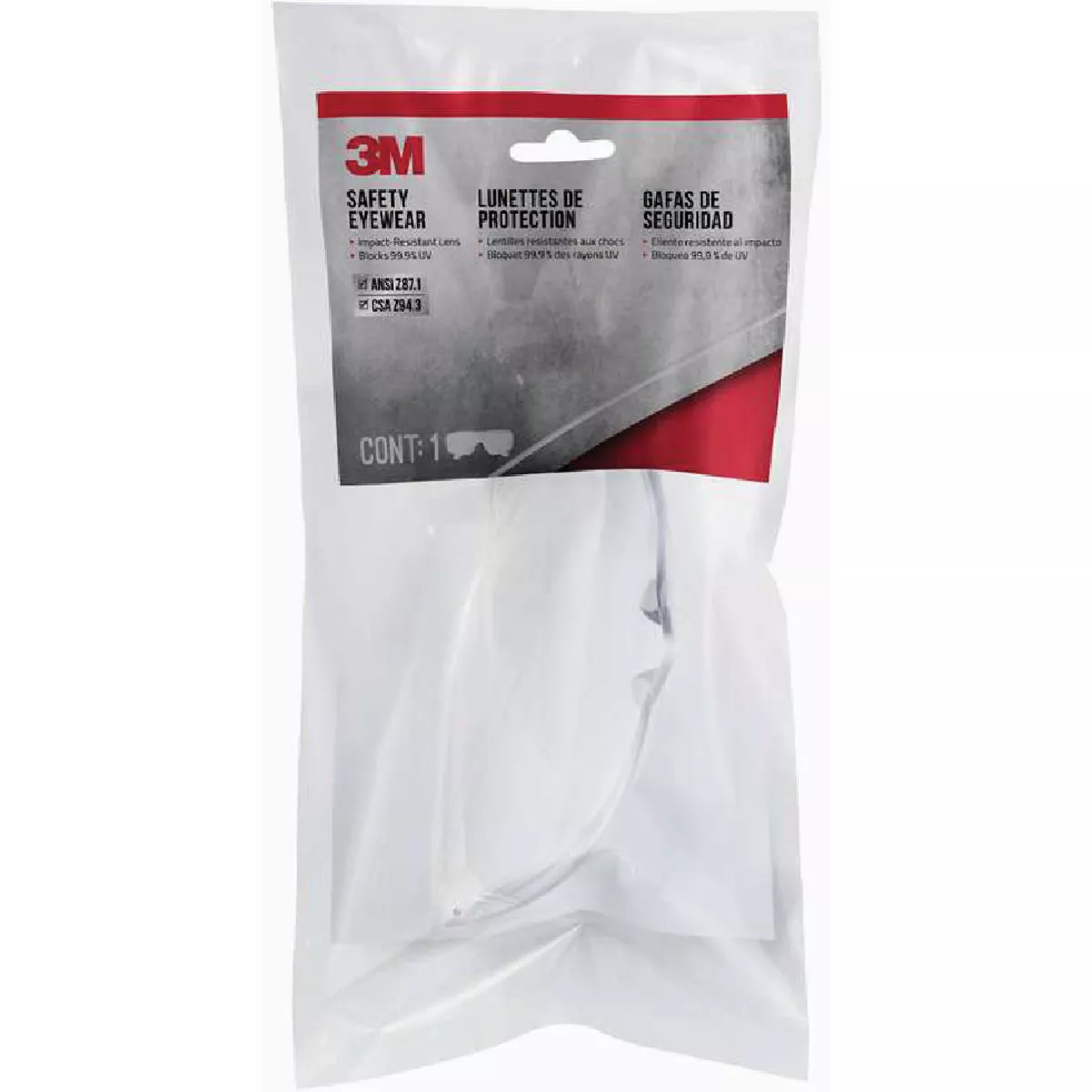 3M Clear Lens Anti-Scratch Safety Glasses with Clear Frame