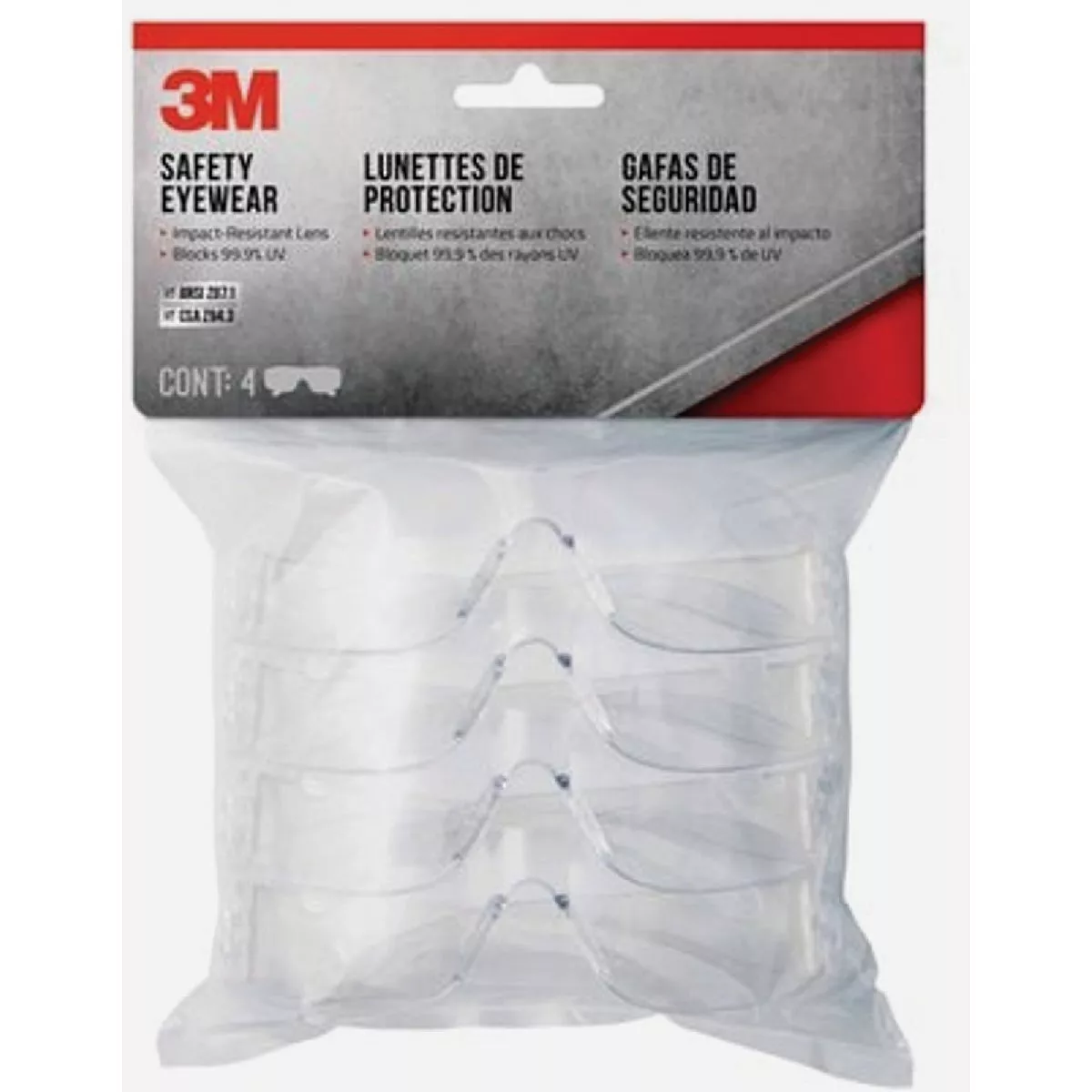 3M Clear Indoor Safety Glasses