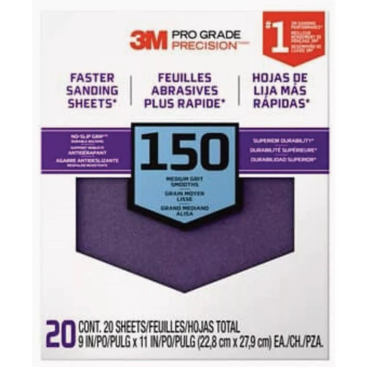 3M Pro Grade 150 Grit No-Slip Grip Sanding Sheets (20-Pack)