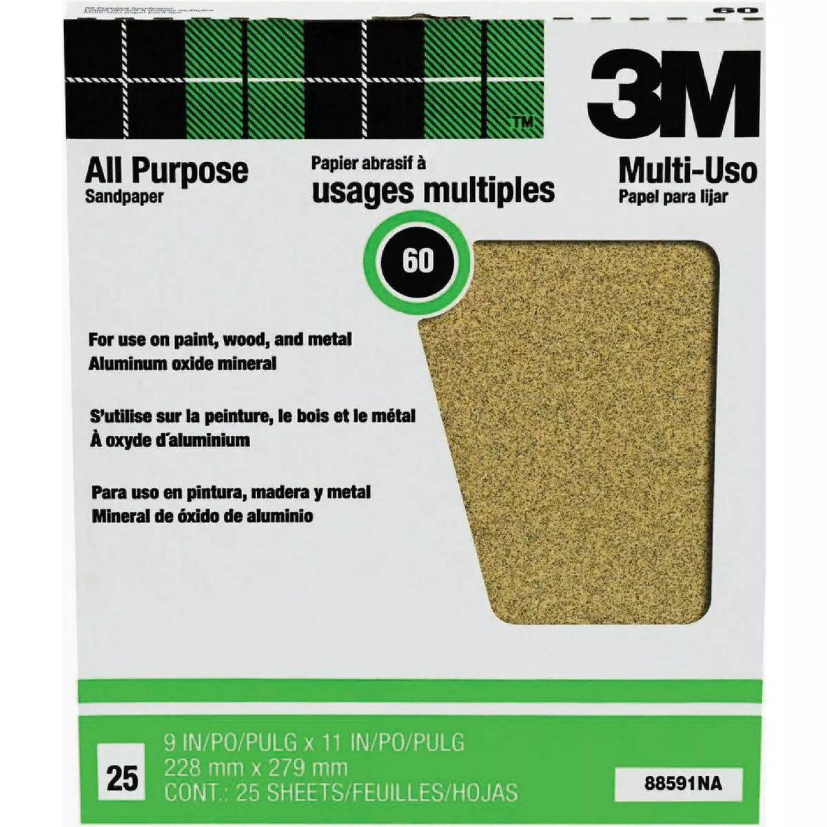3M 60D Grit All Purpose Sandpaper (25-Pack)-
