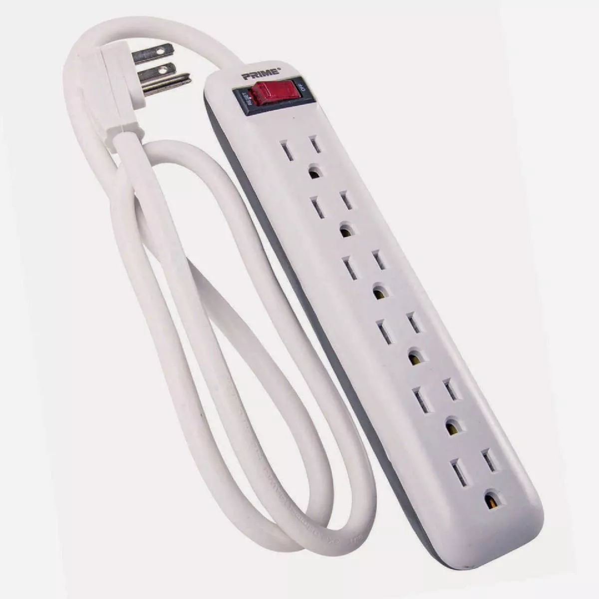 Prime 6-Outlet White Power Strip