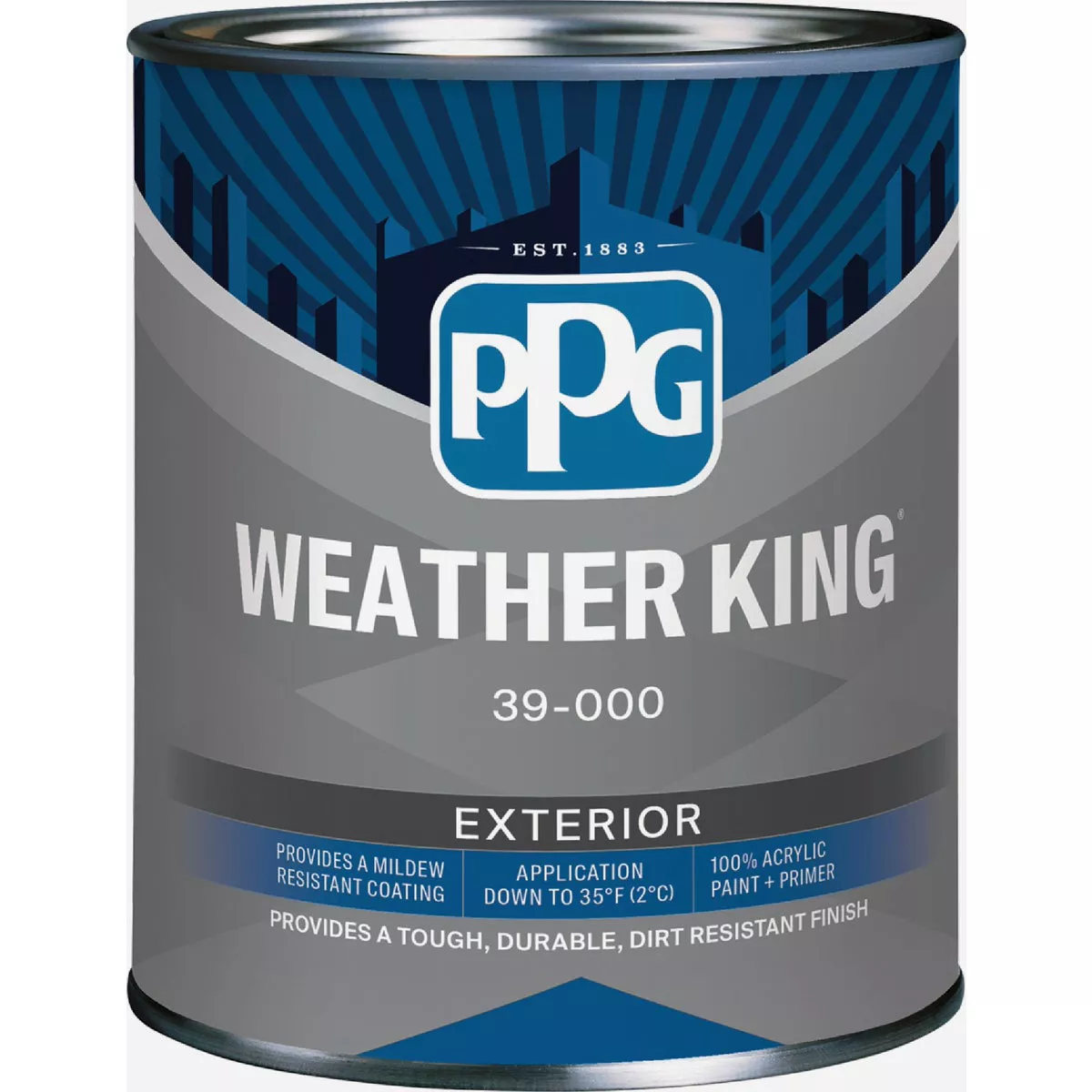 Weather King Exterior 100% Acrylic Paint + Primer Semi Gloss White Pastel Base Quart