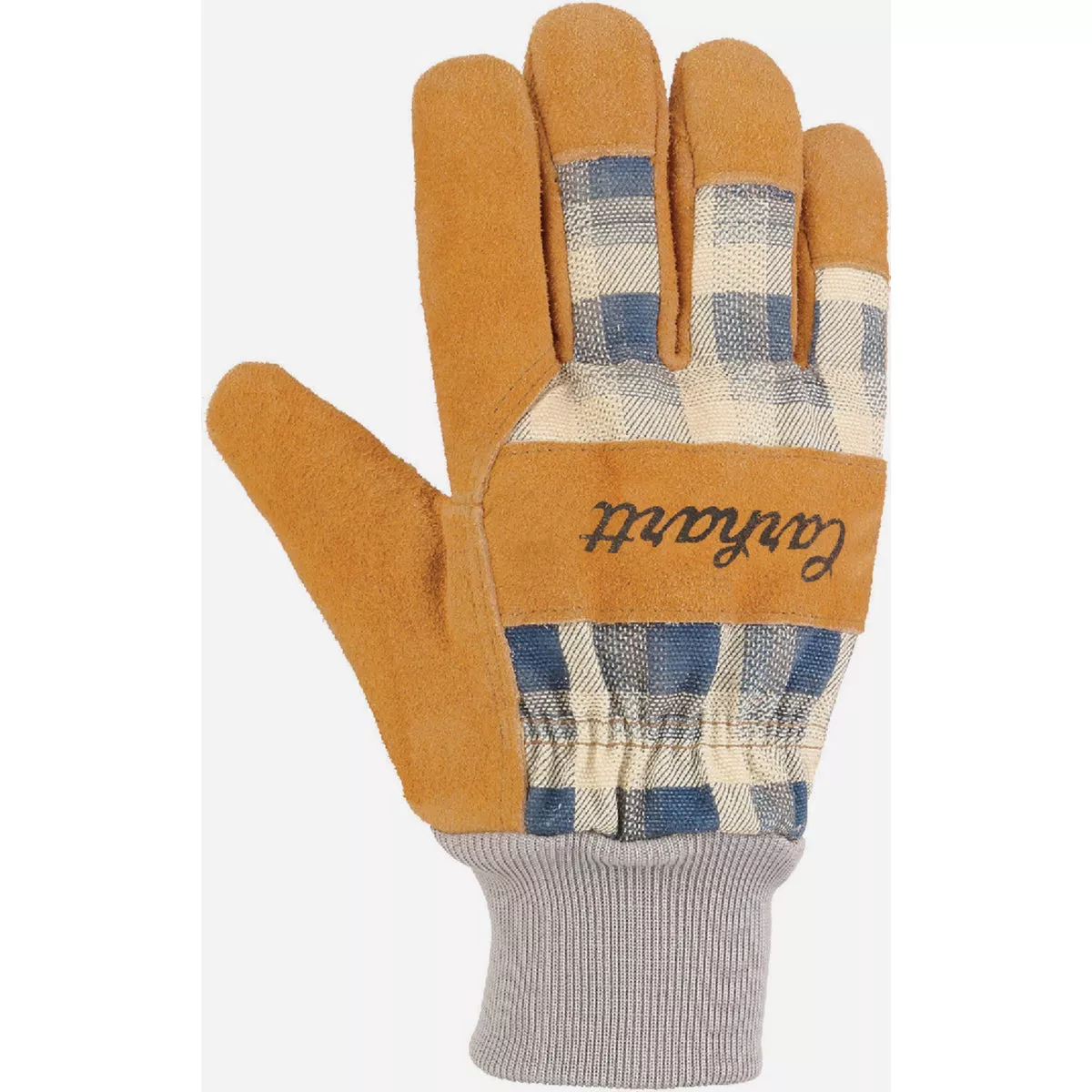 Carhartt Women's M Navy Plaid Insulated Duck Synthetic Suede Knit Cuff Glove