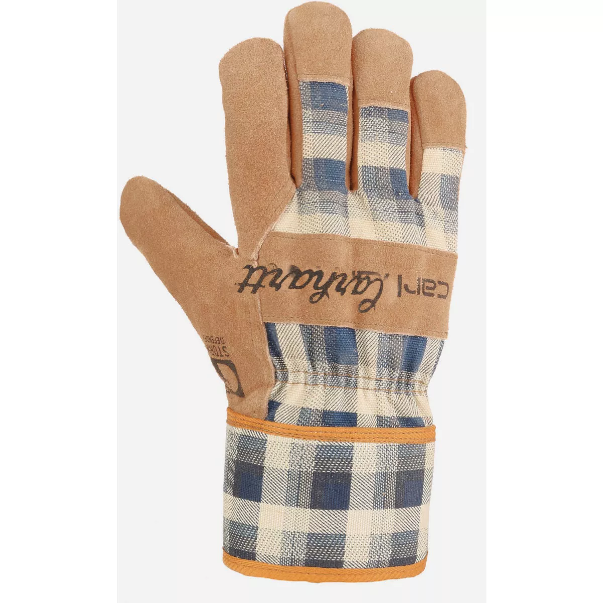 Carhartt Women's L Navy Plaid Storm Defender Insulated Duck Synthetic Suede Safety Cuff Glove