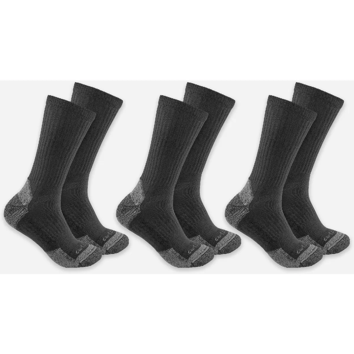 Carhartt Men's L Black Midweight Cotton Blend Crew Sock (3-Pack)