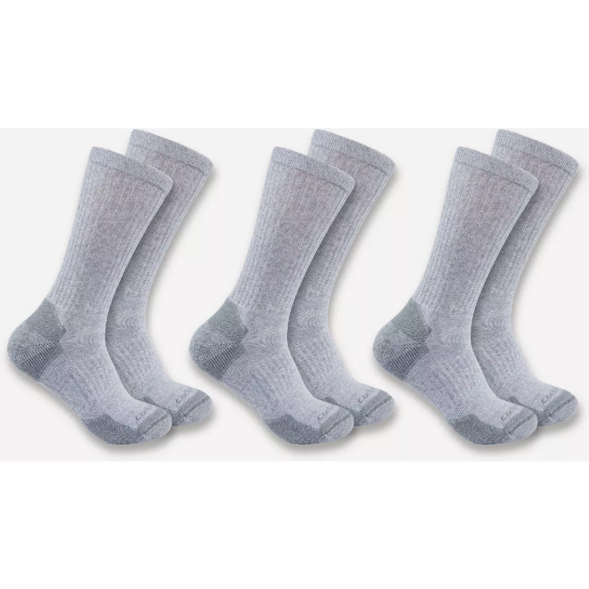 Carhartt Men's M Gray Midweight Cotton Blend Crew Sock (3-Pack)
