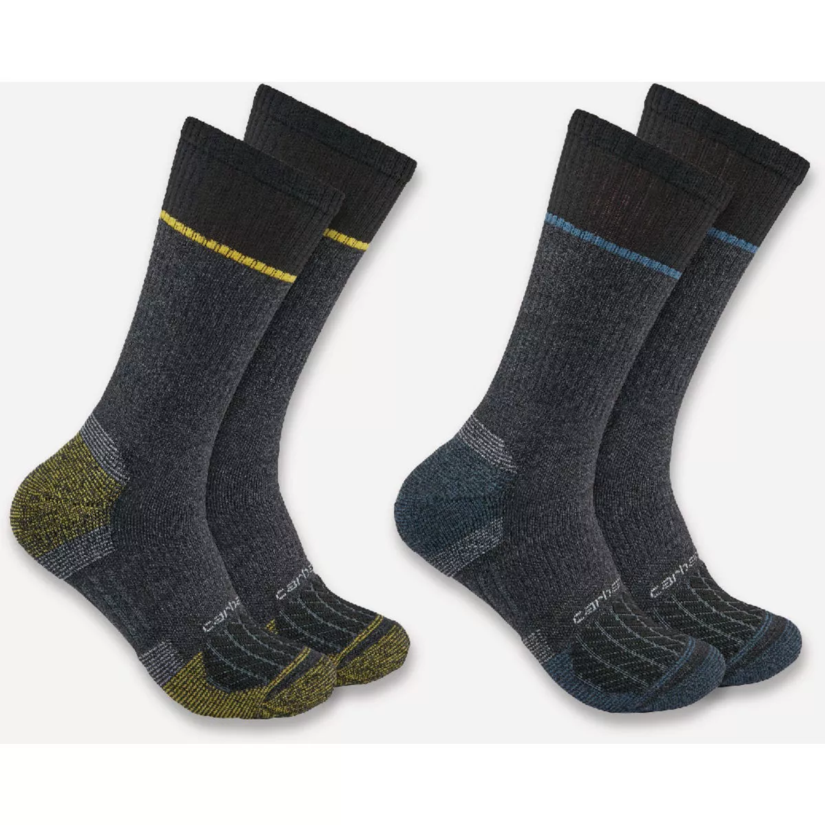 Carhartt Men's XL Assorted Force Midweight Steel Toe Crew Sock (2-Pack)