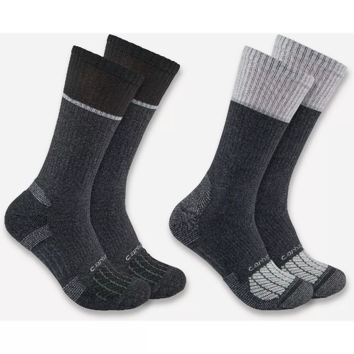 Carhartt Men's XL Assorted Force Midweight Steel Toe Crew Sock (2-Pack)