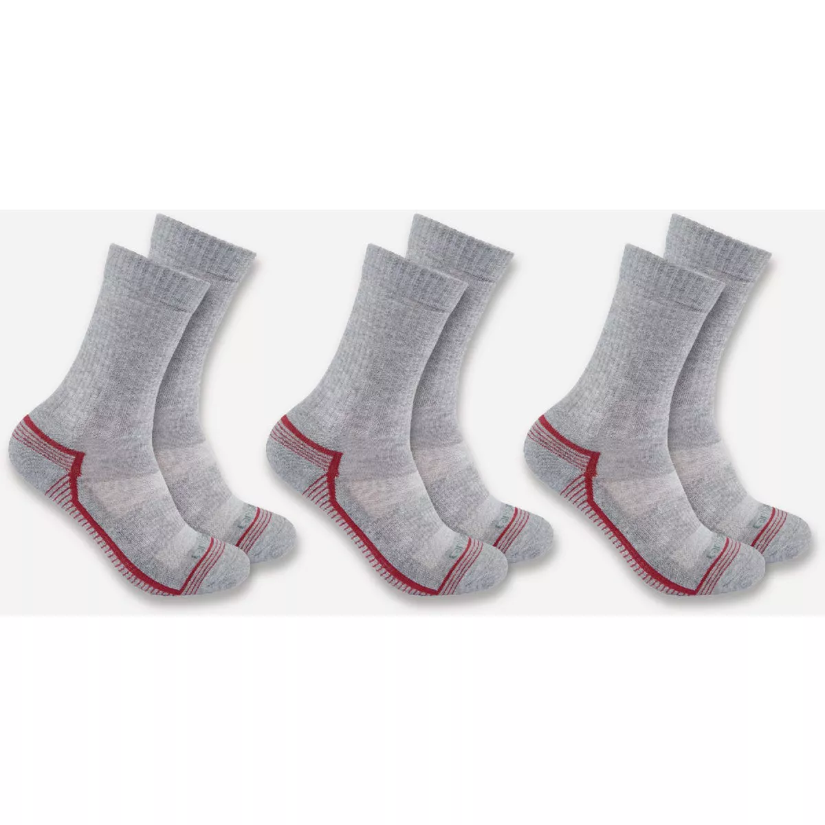 Carhartt Women's L Gray Force Midweight Crew Sock (3-Pack)