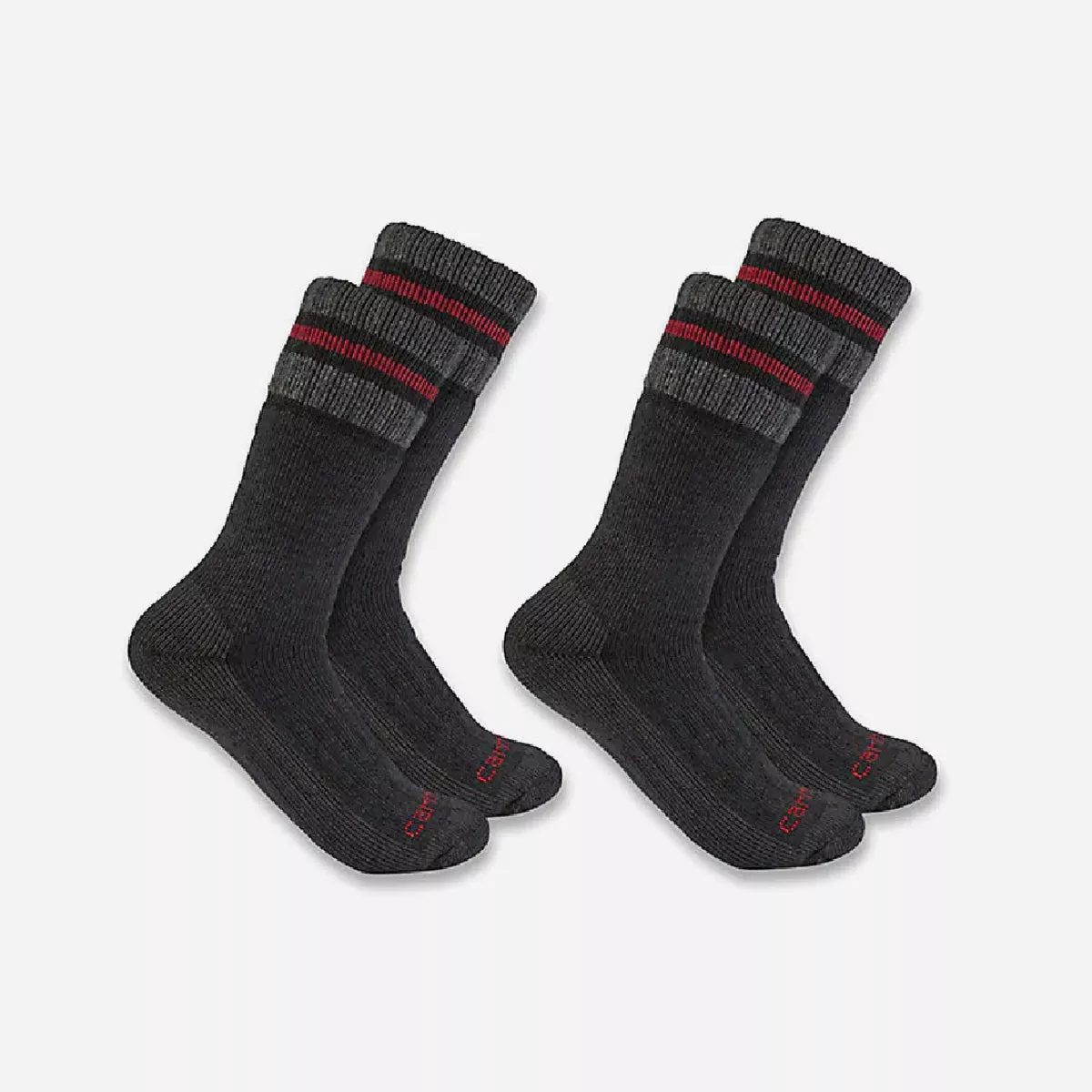 Carhartt Men's L Black Heavyweight Synthetic-Wool Blend Boot Sock (2-Pack)