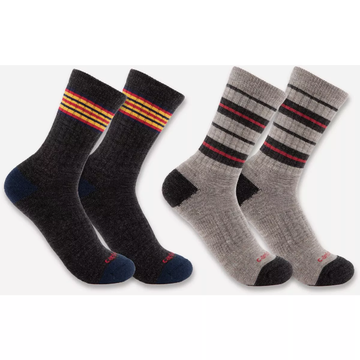 Carhartt Men's XL Assorted Midweight Stripe Crew Sock (2-Pack)