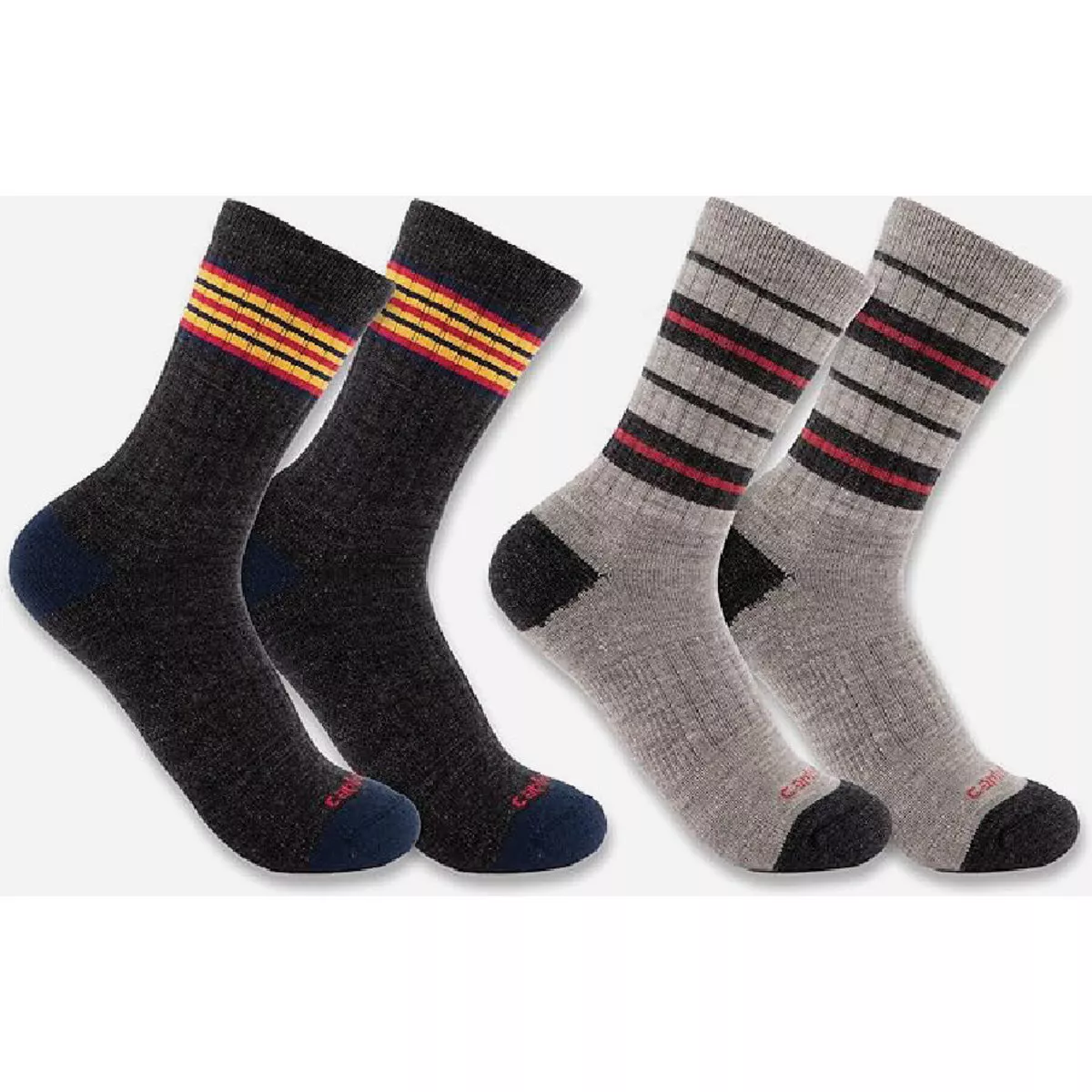 Carhartt Women's L Assorted Midweight Stripe Crew Sock (2-Pack)