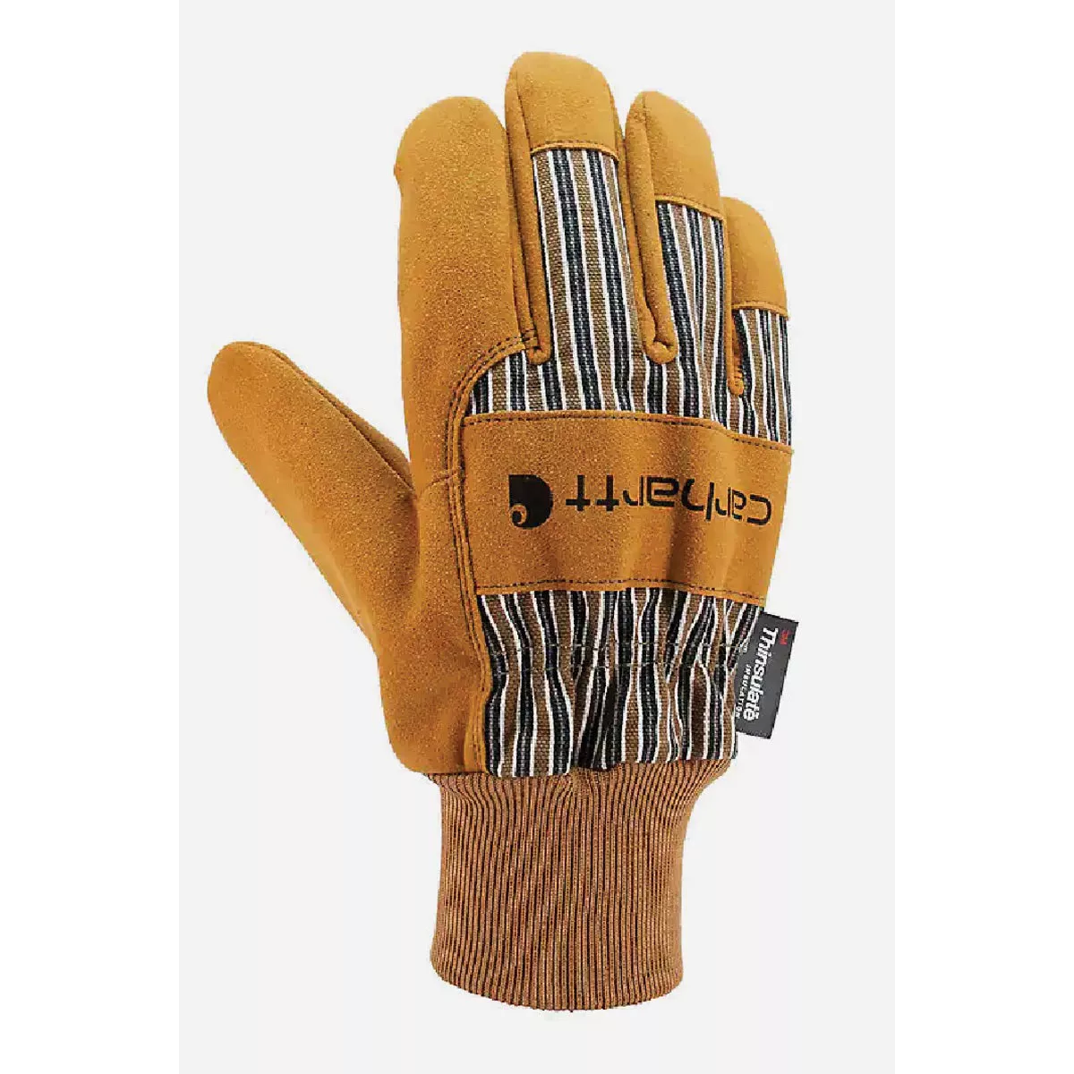 Carhartt Men's S Brown Insulated Duck Synthetic Suede Knit Cuff Glove