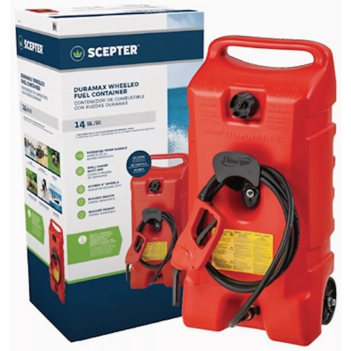 Scepter Flo n' Go 14 Gal. Duramax Wheeled Poly Fuel Container with Hose and Transfer Pump - photo 2
