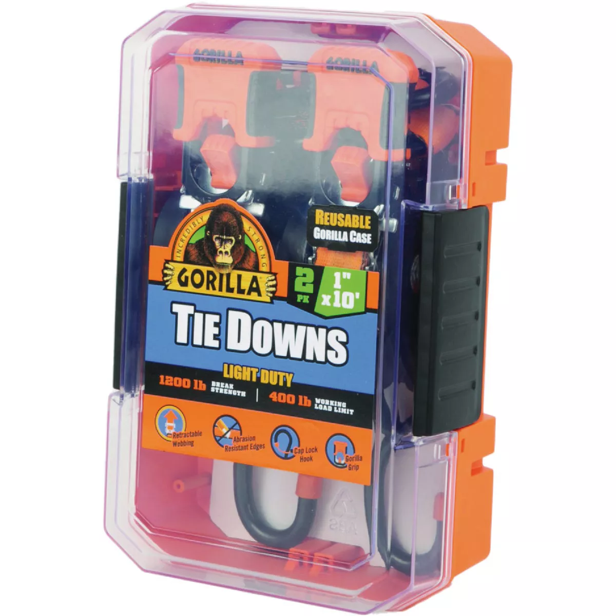 Gorilla 1 In. x 10 Ft. 1200 Lb. Retractable Ratchet Strap (2-Pack)