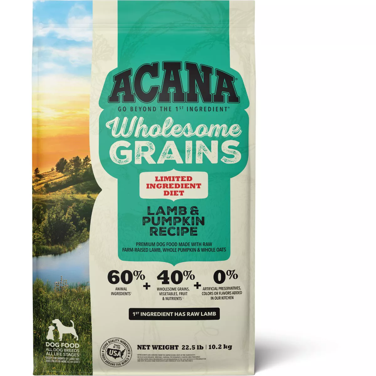 Acana Wholesome Grains Lamb & Pumpkin Recipe 22.5 Lb. Adult Dry Dog Food