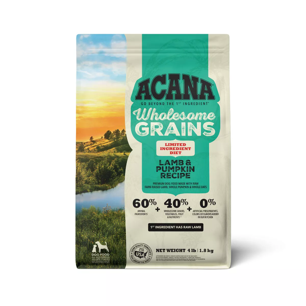 Acana Wholesome Grains Lamb & Pumpkin Recipe 4.5 Lb. Adult Dry Dog Food