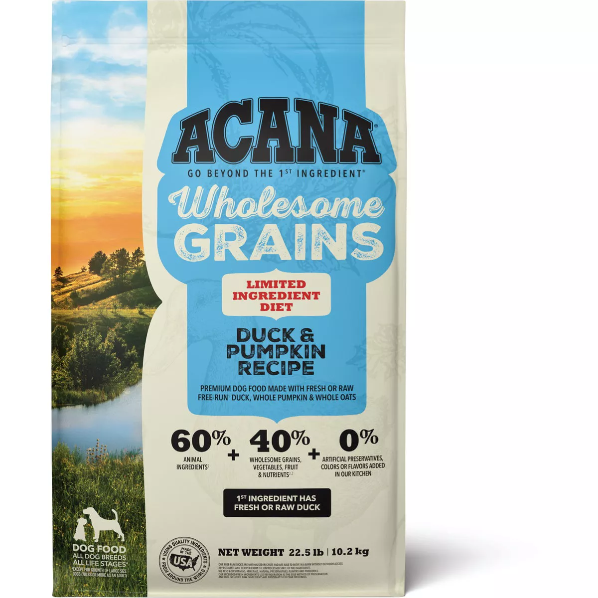 Acana Wholesome Grains Duck & Pumpkin Recipe 22.5 Lb. Adult Dry Dog Food