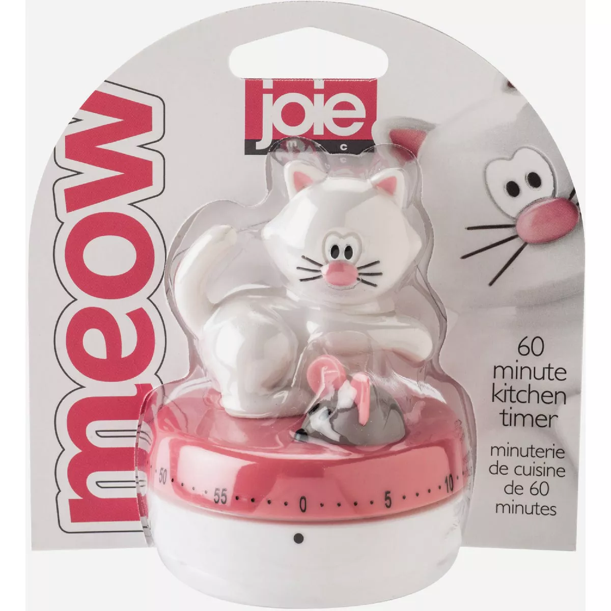 Joie Meow 60-Minute White/Pink Kitchen Ring Timer