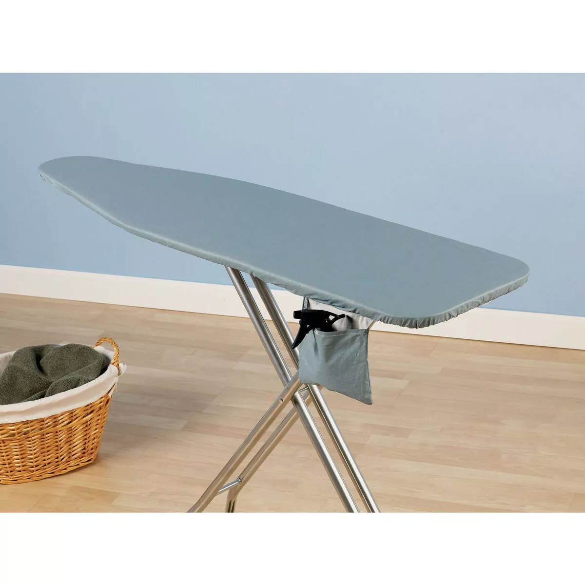 Household Essentials Deluxe Series Ironing Board Cover With Adjustable Strap, Blue Silicone Coated