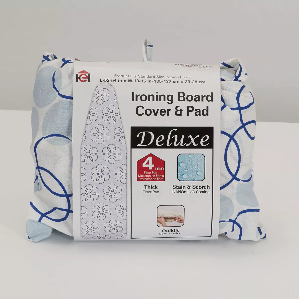 Household Essentials Deluxe Ironing Board Cover and Pad, Blue Magic Rings Pattern - photo 3