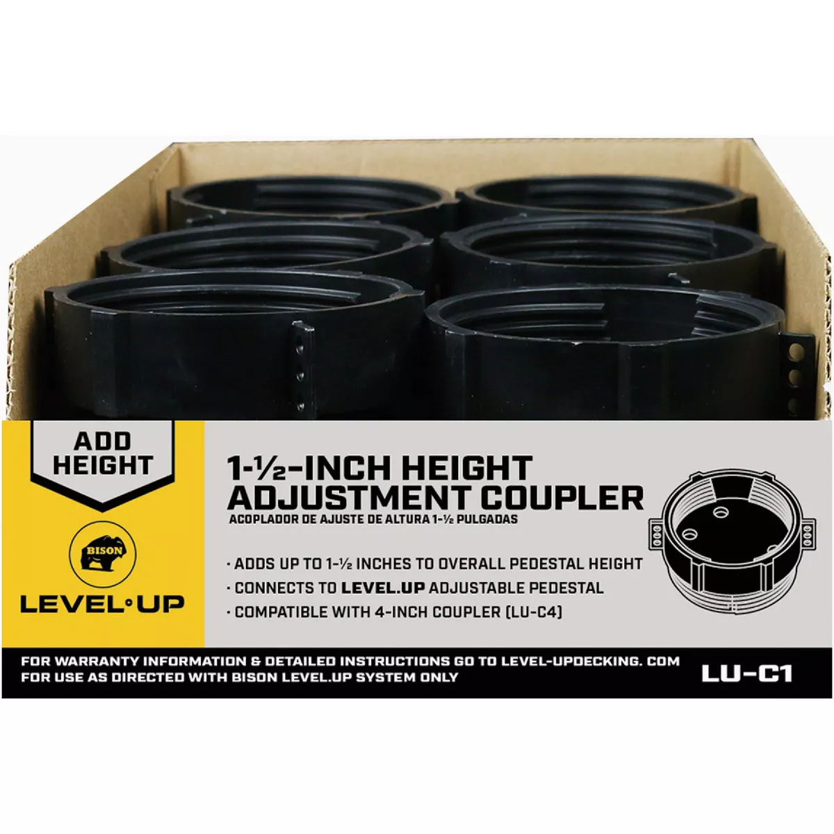 Bison Level Up 1.5 In. Pedestal Height Adjustment Coupler-