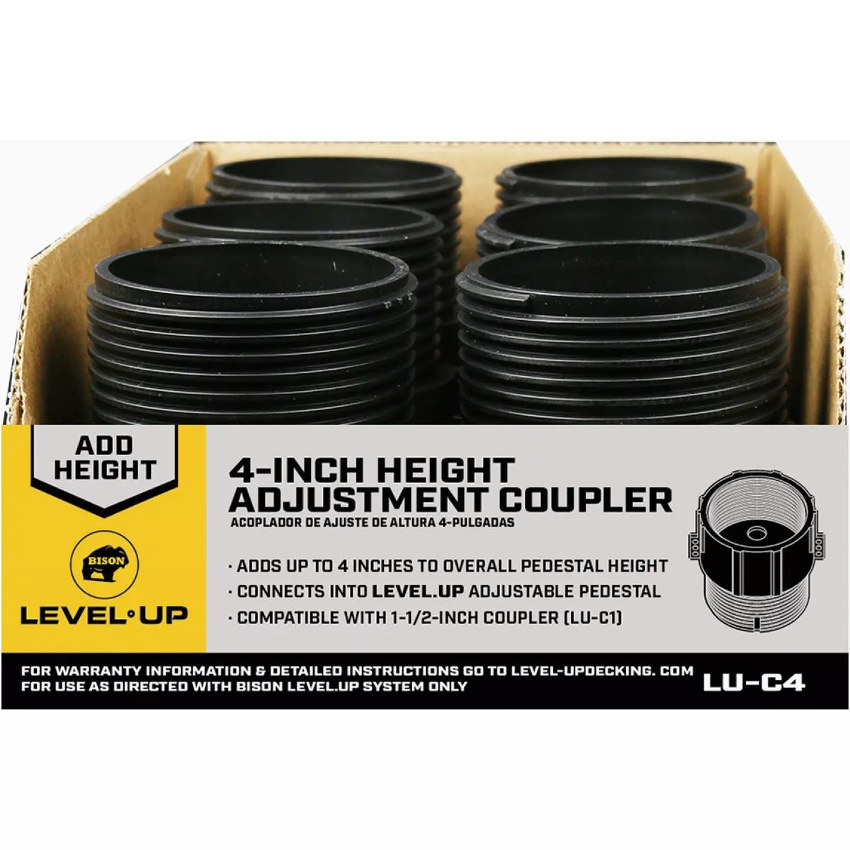 Bison Level Up 4 Inch Pedestal Height Adjustment Coupler | True Value ...
