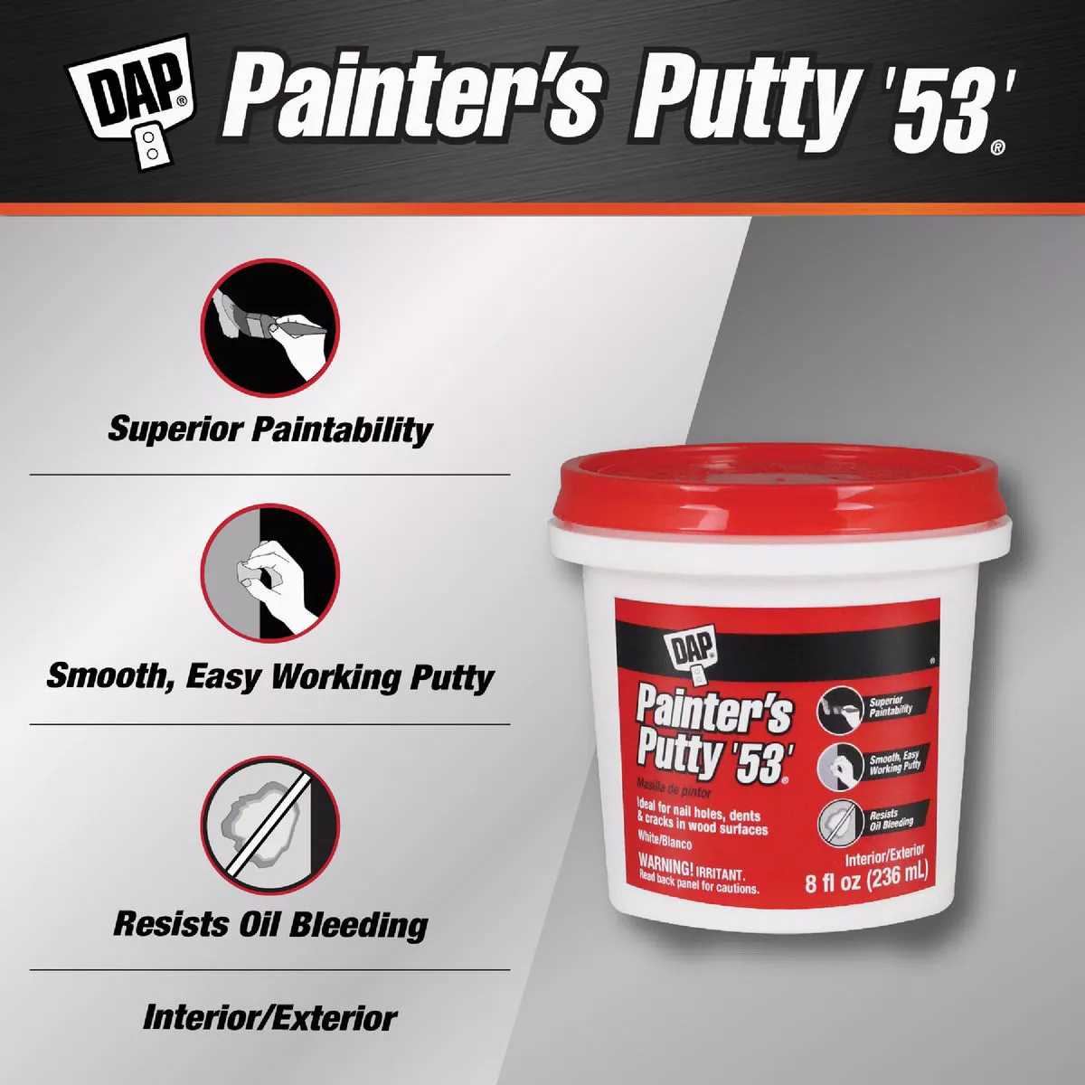DAP Professional Painters Putty 53 8 Oz. White Patching Compound - photo 2