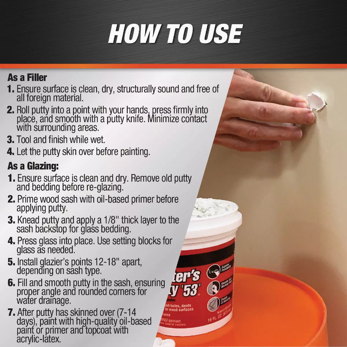 DAP Professional Painters Putty 53 8 Oz. White Patching Compound - photo 3