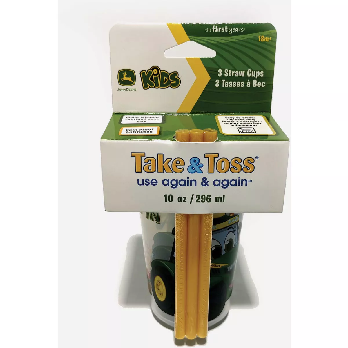 John Deere Kids Take & Toss 10 Oz. Toddler Straw Cups with Lids (3-Pack)- - photo 2