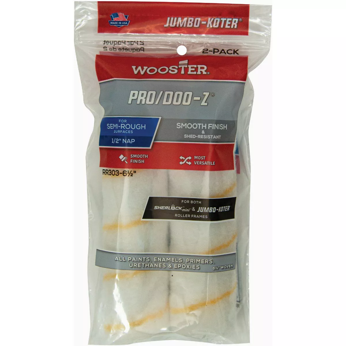 Wooster Jumbo-Koter Pro/Doo-Z 6-1/2 In. x 1/2 In. Woven Paint Roller Cover (2-Pack)-