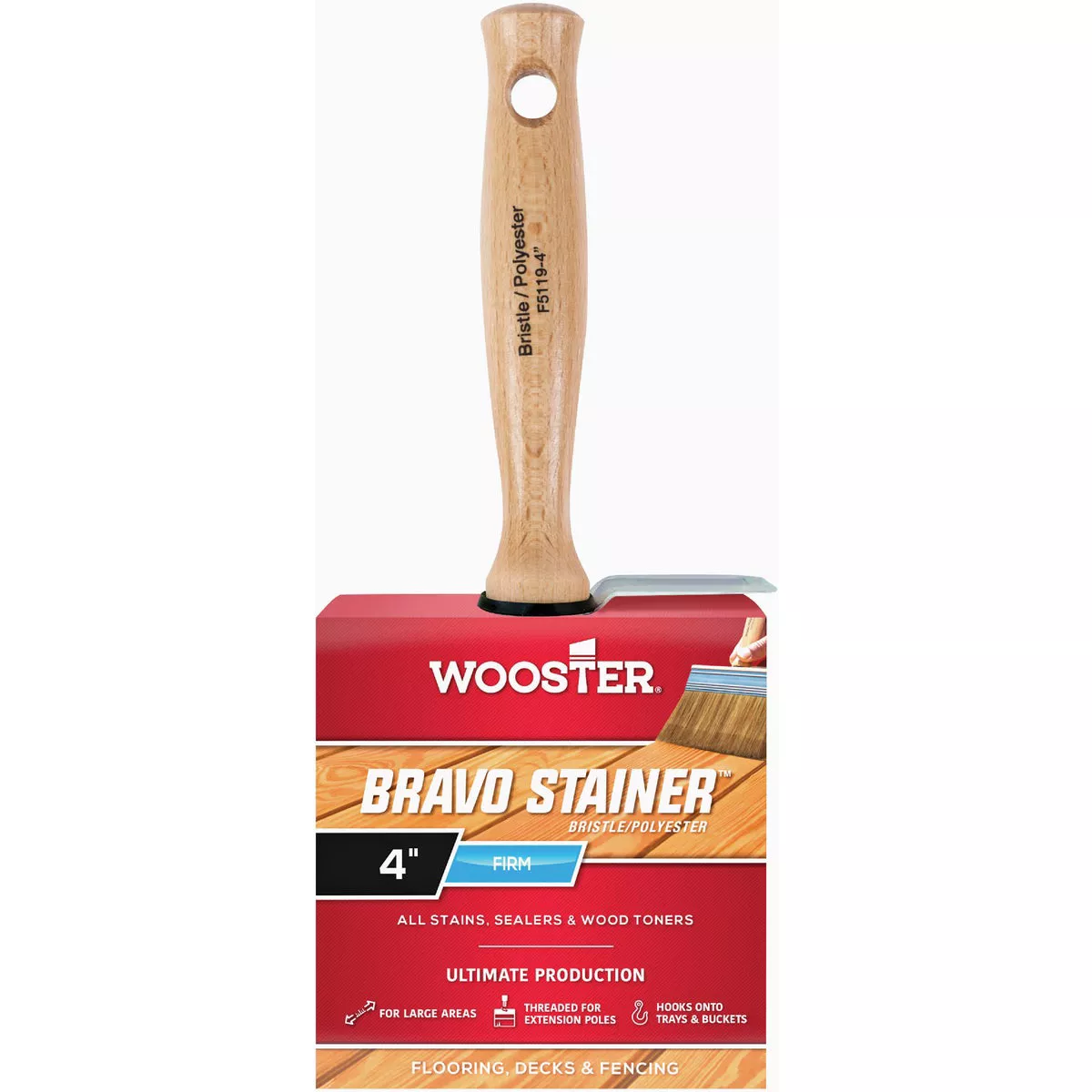 Wooster 6-3/4 In. Bravo Stainer Bristle/Polyester Brush