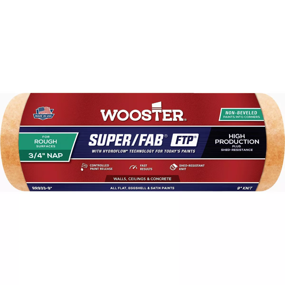 Wooster Super/Fab FTP 9x3/4 Non-Beveled Roller Cover